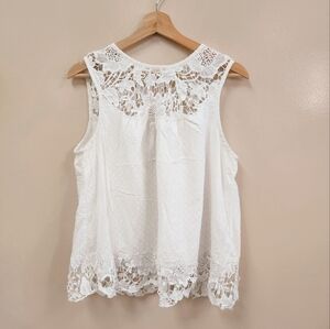 Anthropologie White Lace Tank Top Blouse
